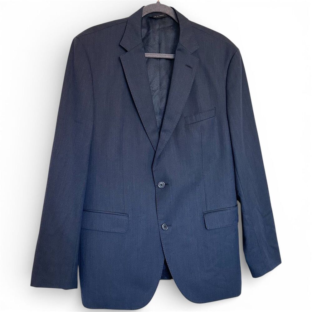 Hugo Boss Blazer Jacket Mens 44 R Navy Blue Lanificio Tesse Biella Wool